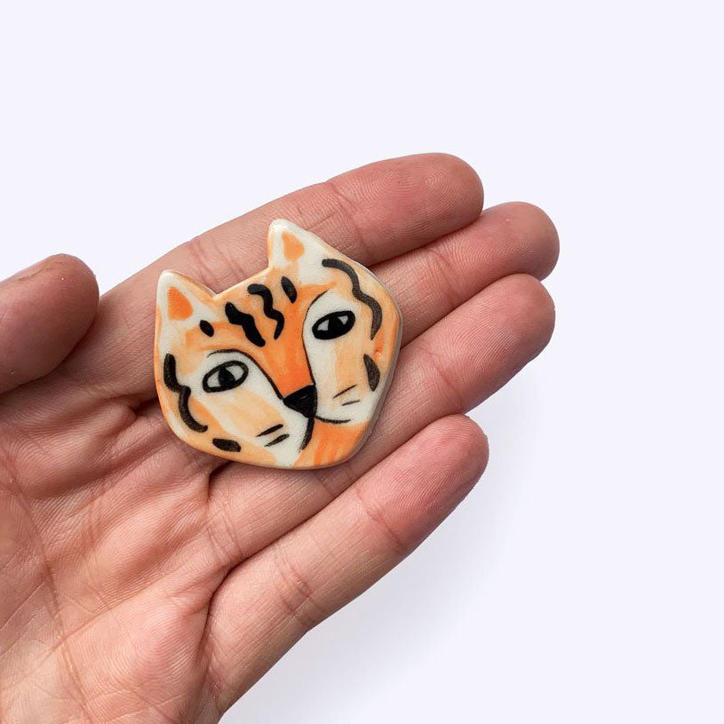 Togetherness Ceramic Tiger Brooch