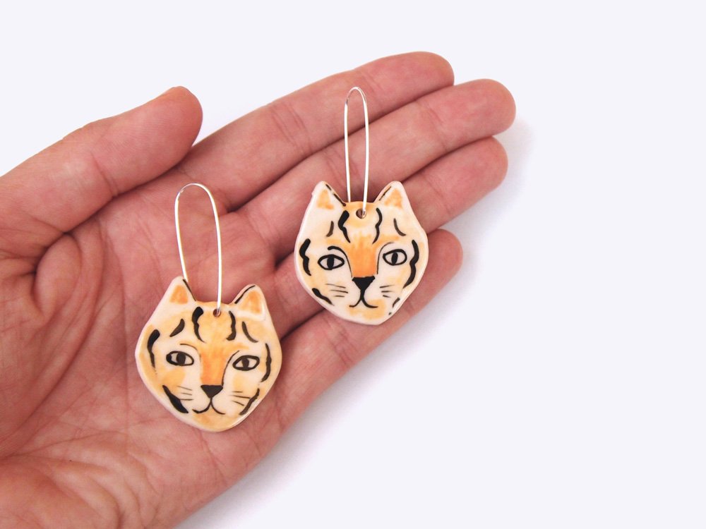 Togetherness Ceramic Tiger Earrings