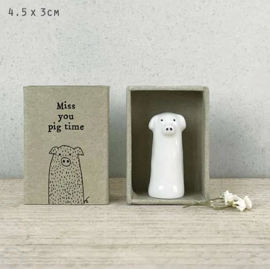 East of India Matchbox Memento -Miss You Pig Time