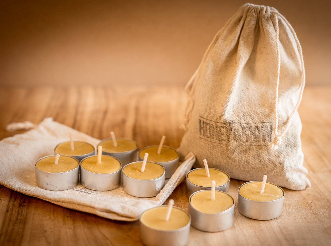 Honey & Glow Beeswax Tealight Candles - Bag of 30