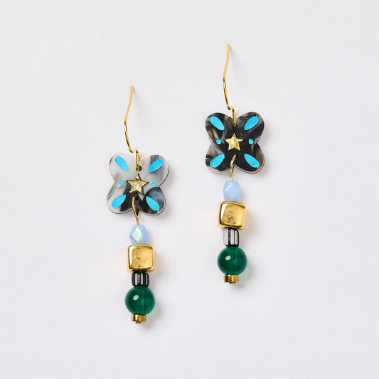 Tile Earrings - Black Marble