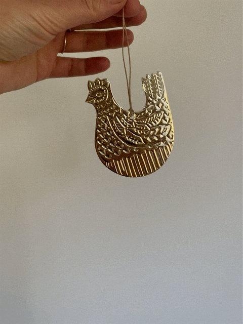 Chook Faux Tin Ornament - Gold