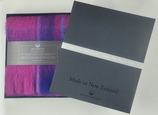 Super fine Alpace Scarf - ROYAL FUSCIA CHECK
