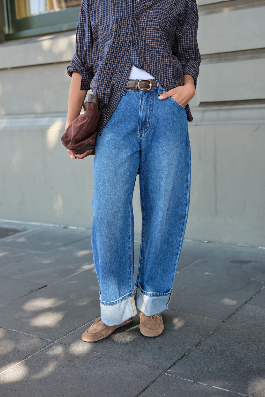 Ceres Life Cuffed Barrel Jeans - Fresh Indigo