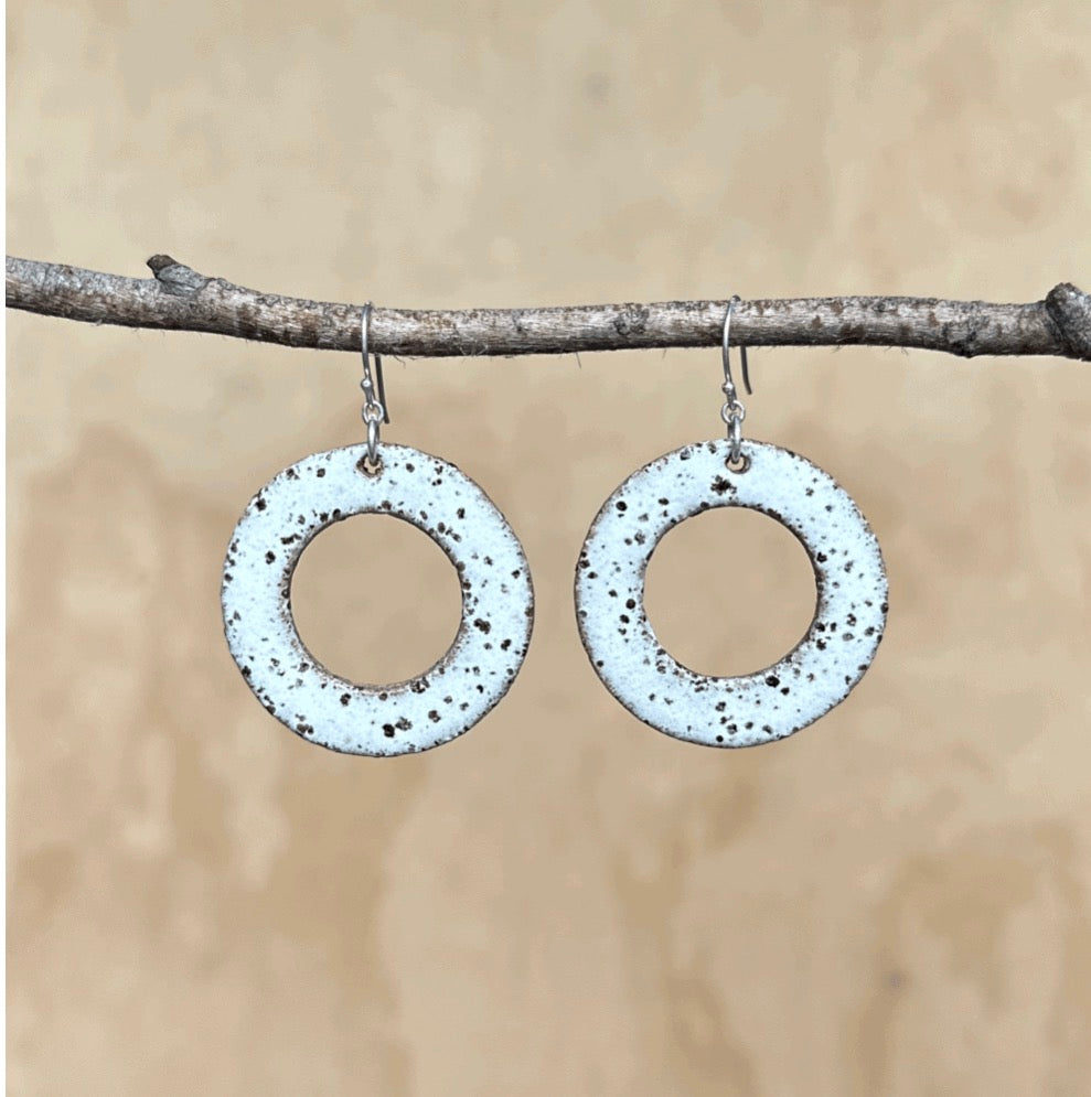 Cara Edwards Ceramic White Hoops