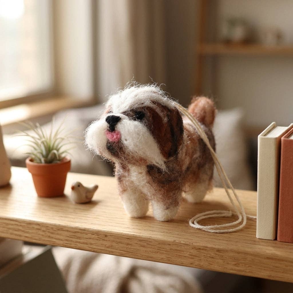 Handmade Felt Shih Tzu  Ornament