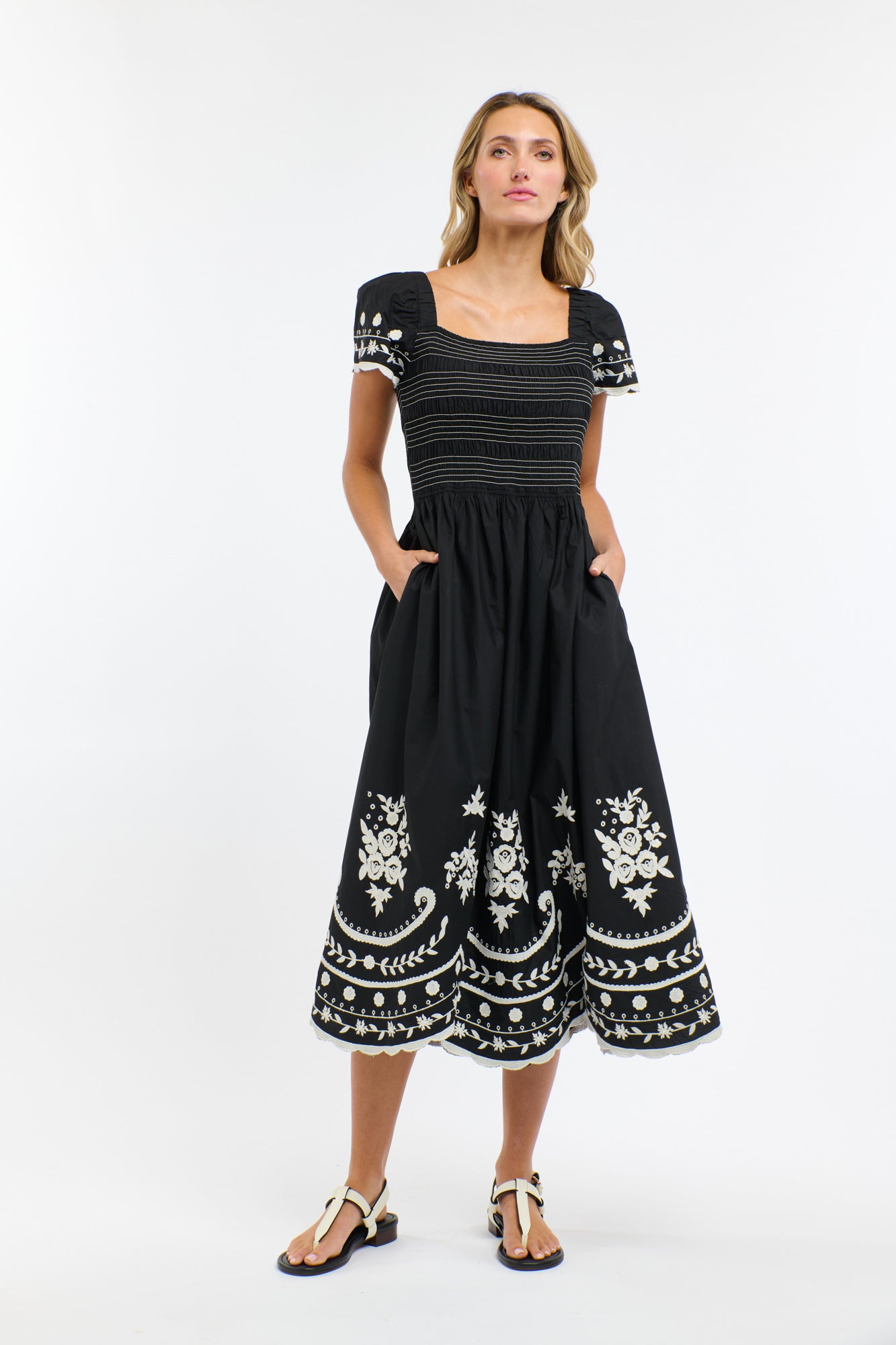 365 Days Marni Embroidered Dress - Black and Vanilla