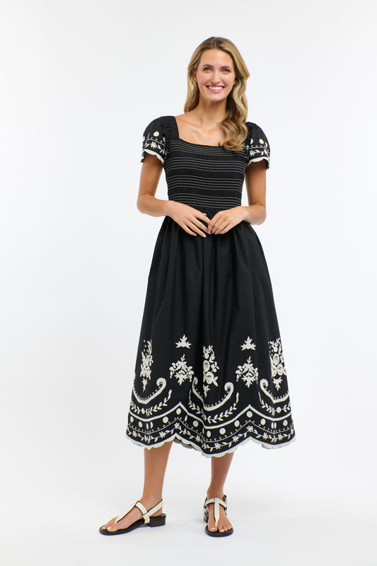 365 Days Marni Embroidered Dress - Black and Vanilla