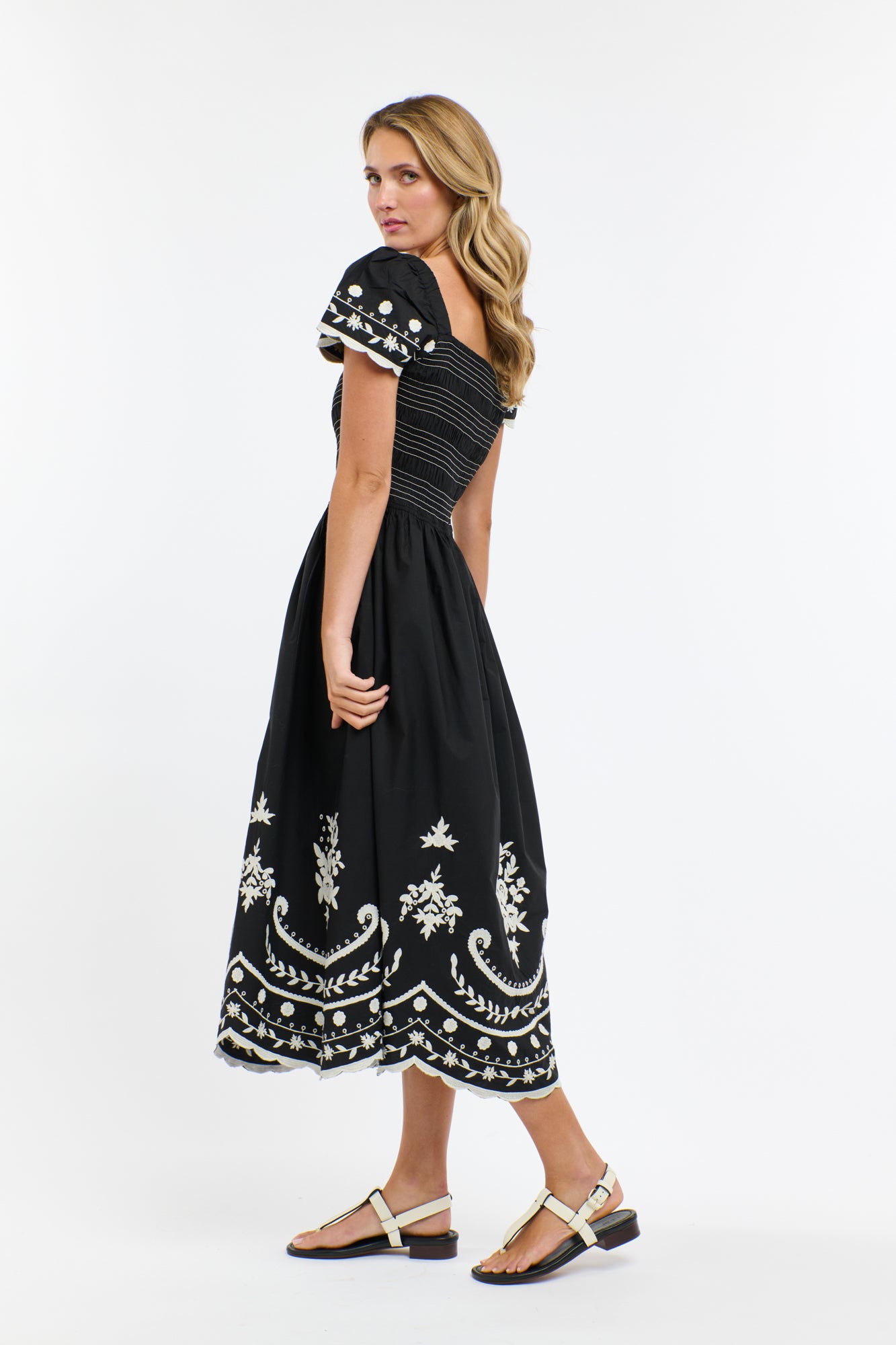 365 Days Marni Embroidered Dress - Black and Vanilla