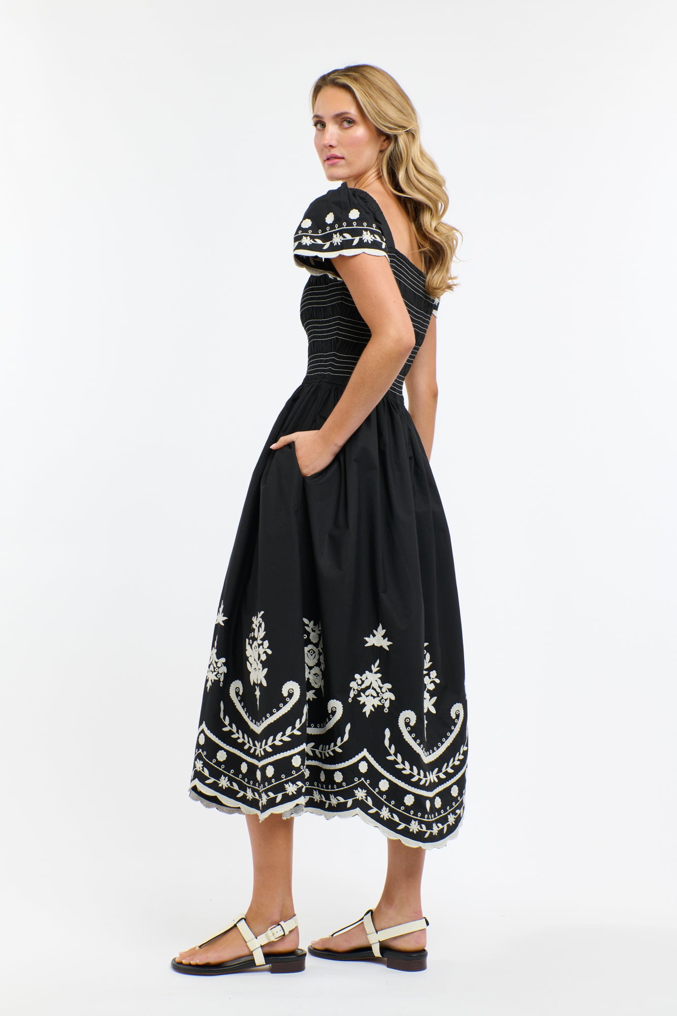 365 Days Marni Embroidered Dress - Black and Vanilla