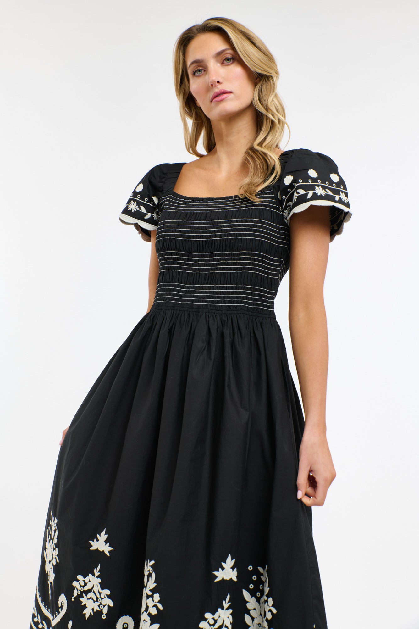 365 Days Marni Embroidered Dress - Black and Vanilla