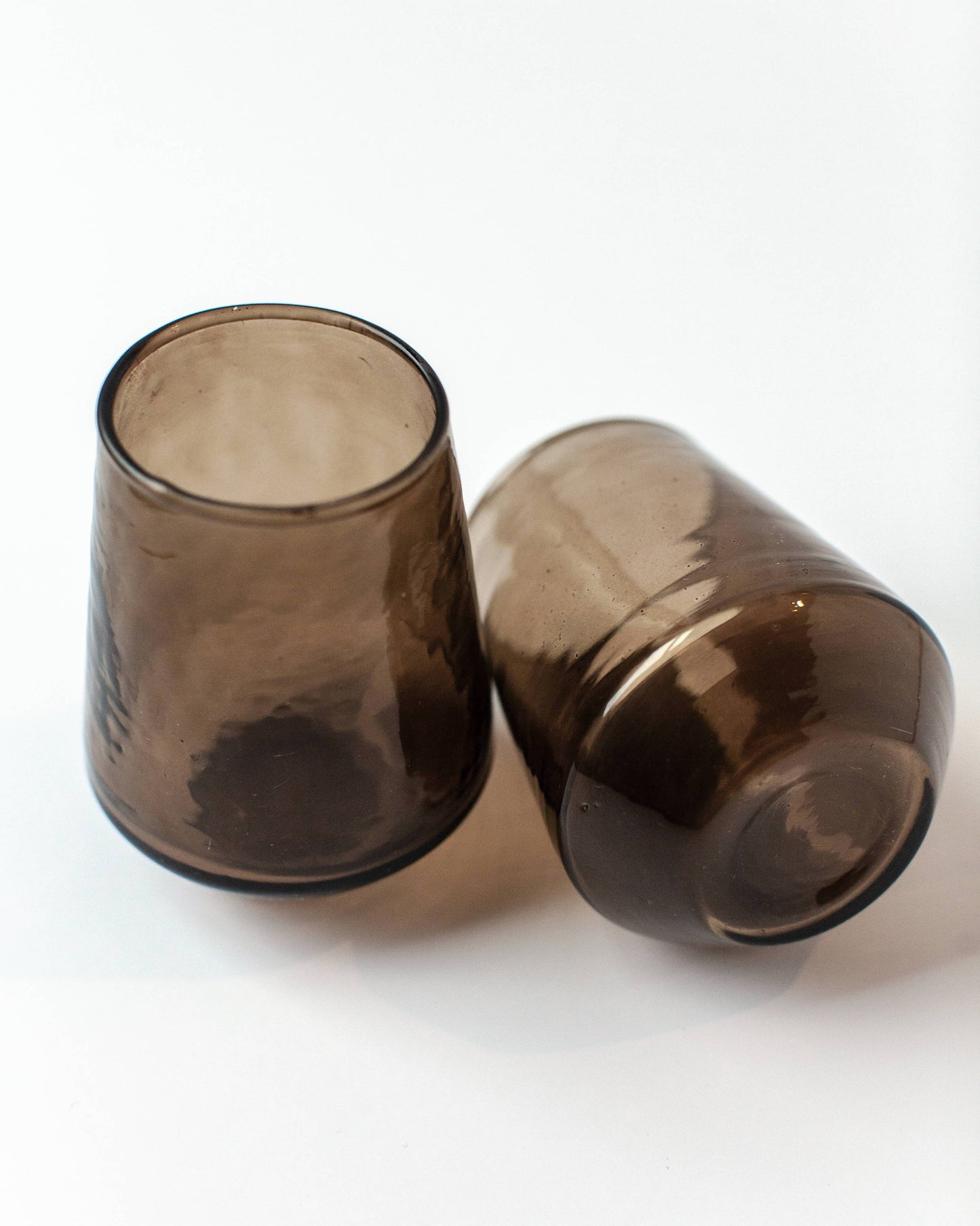Handblown Hammered Glass Water Tumbler - Smoke