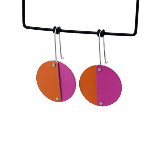 Kitty Came Home - Pink and Orange Riveted Earrings