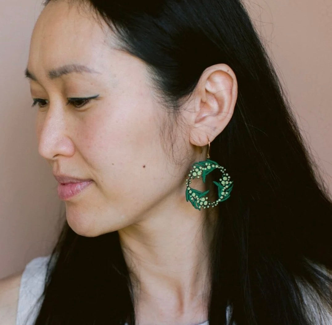 Denz Wattle Christmas Wreath Earrings