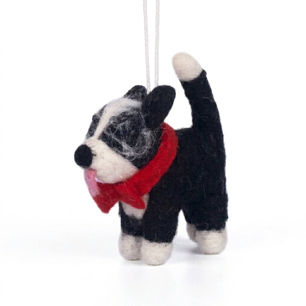 Handmade Felt Border Collie Ornament