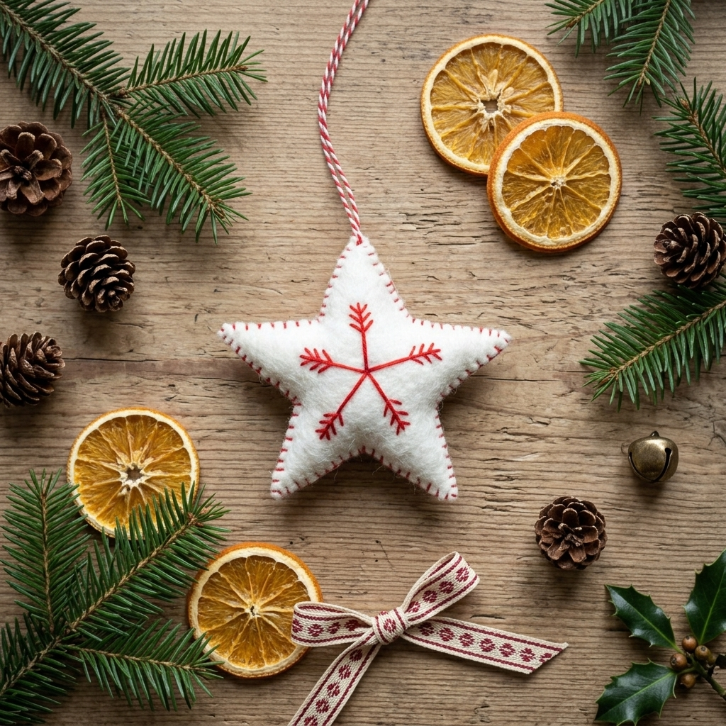 White Star Felt Christmas Ornament