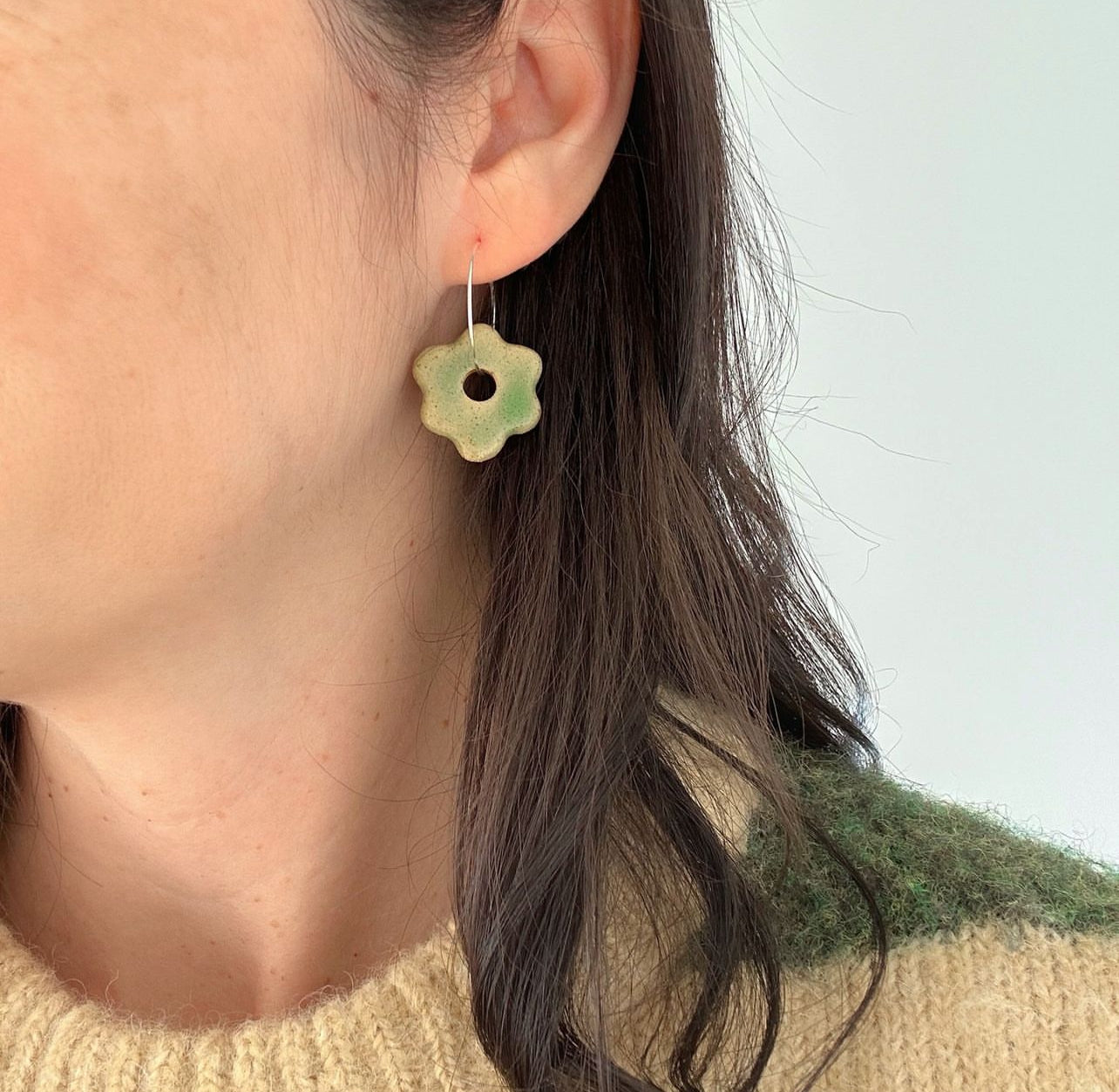 Mar Sanchez Ceramics - Daisy Earring Green