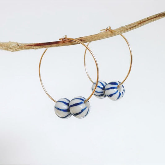 Mar Sanchez Ceramics - Blue stripe earring