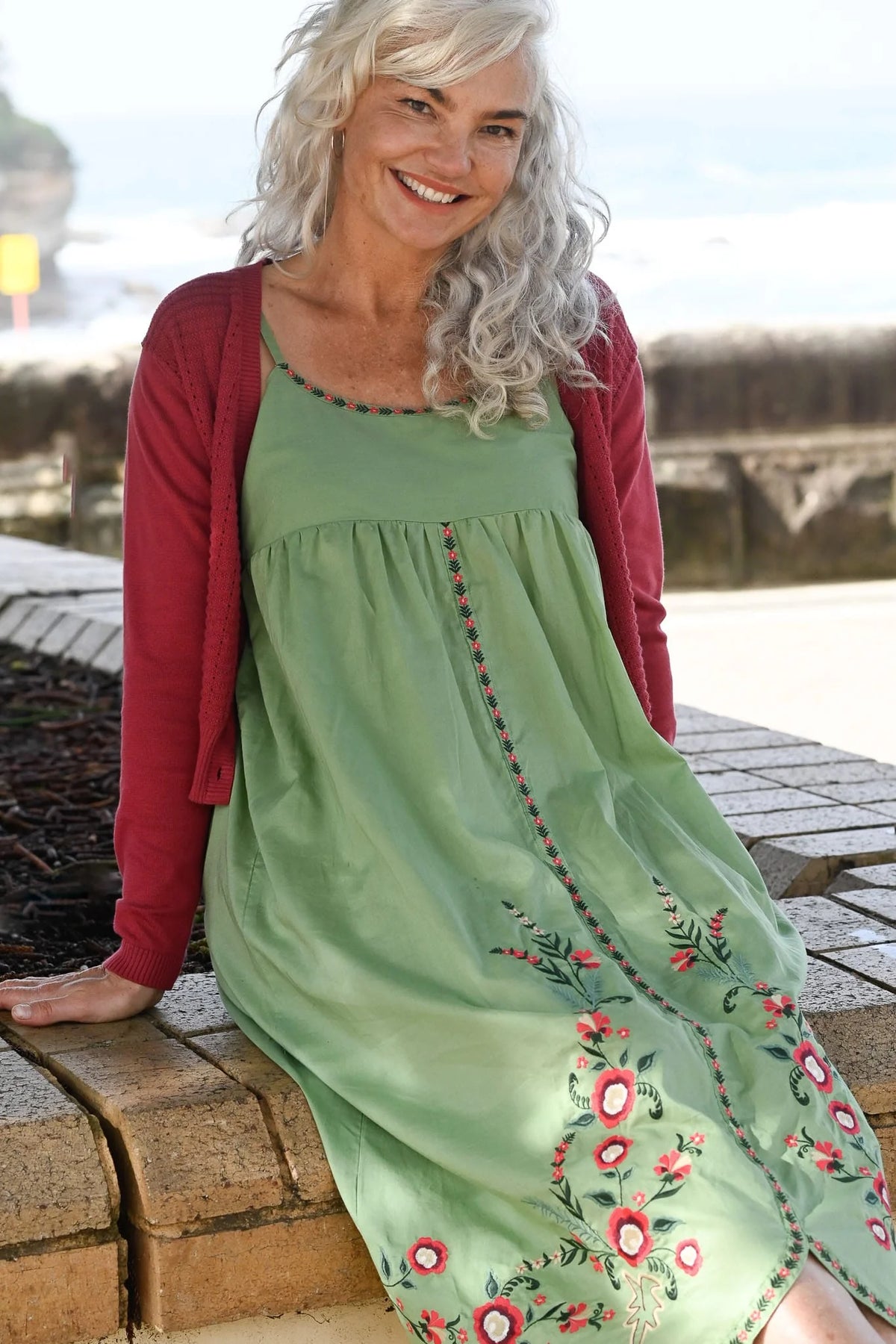 Lazybones Marin Cardigan - Earth Red