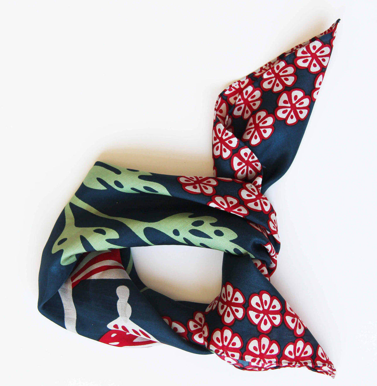 Silk Square Scarf - Alice Marine Navy