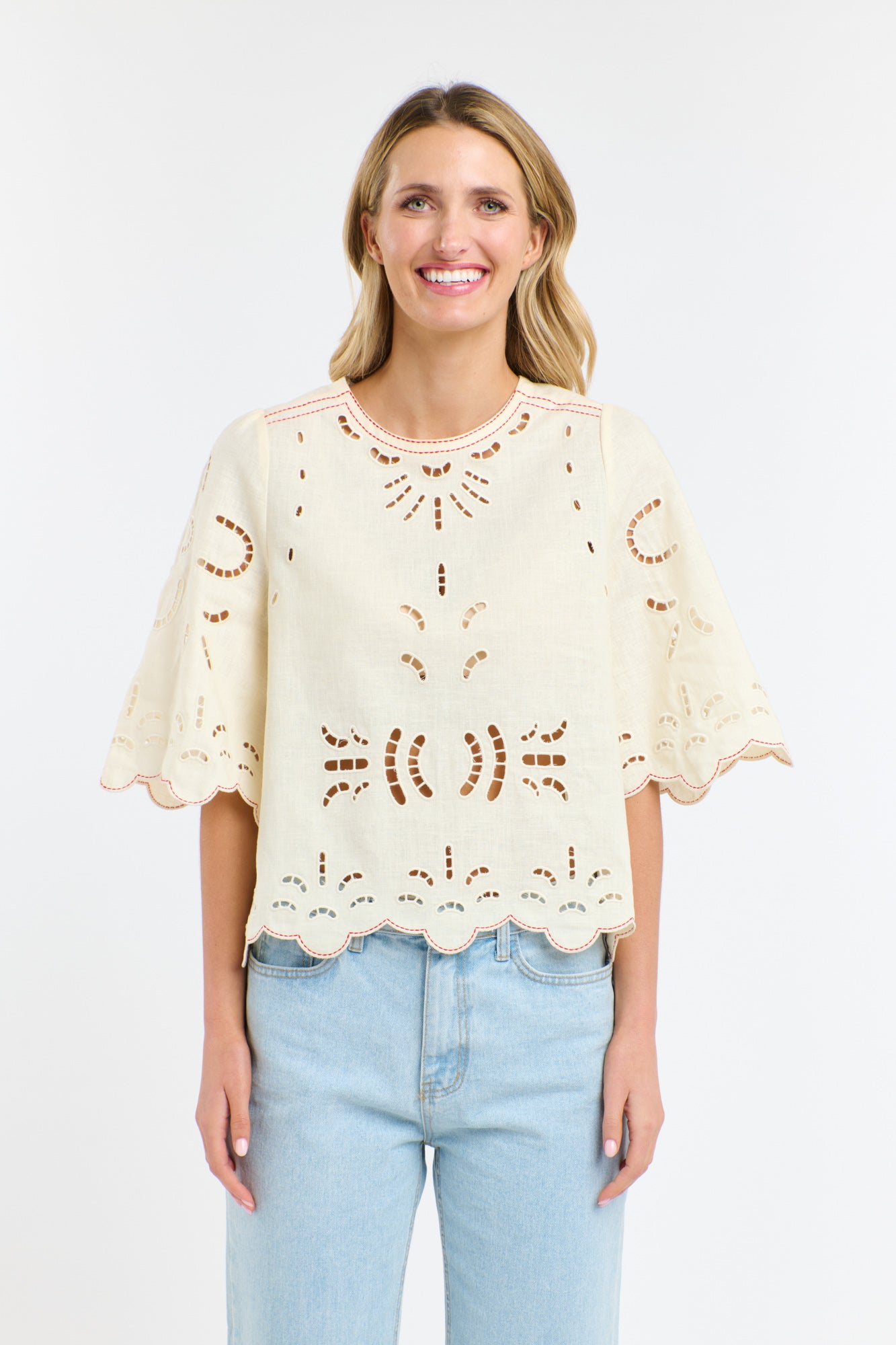 365 Days Annie Embroidered Top - Antique Cream
