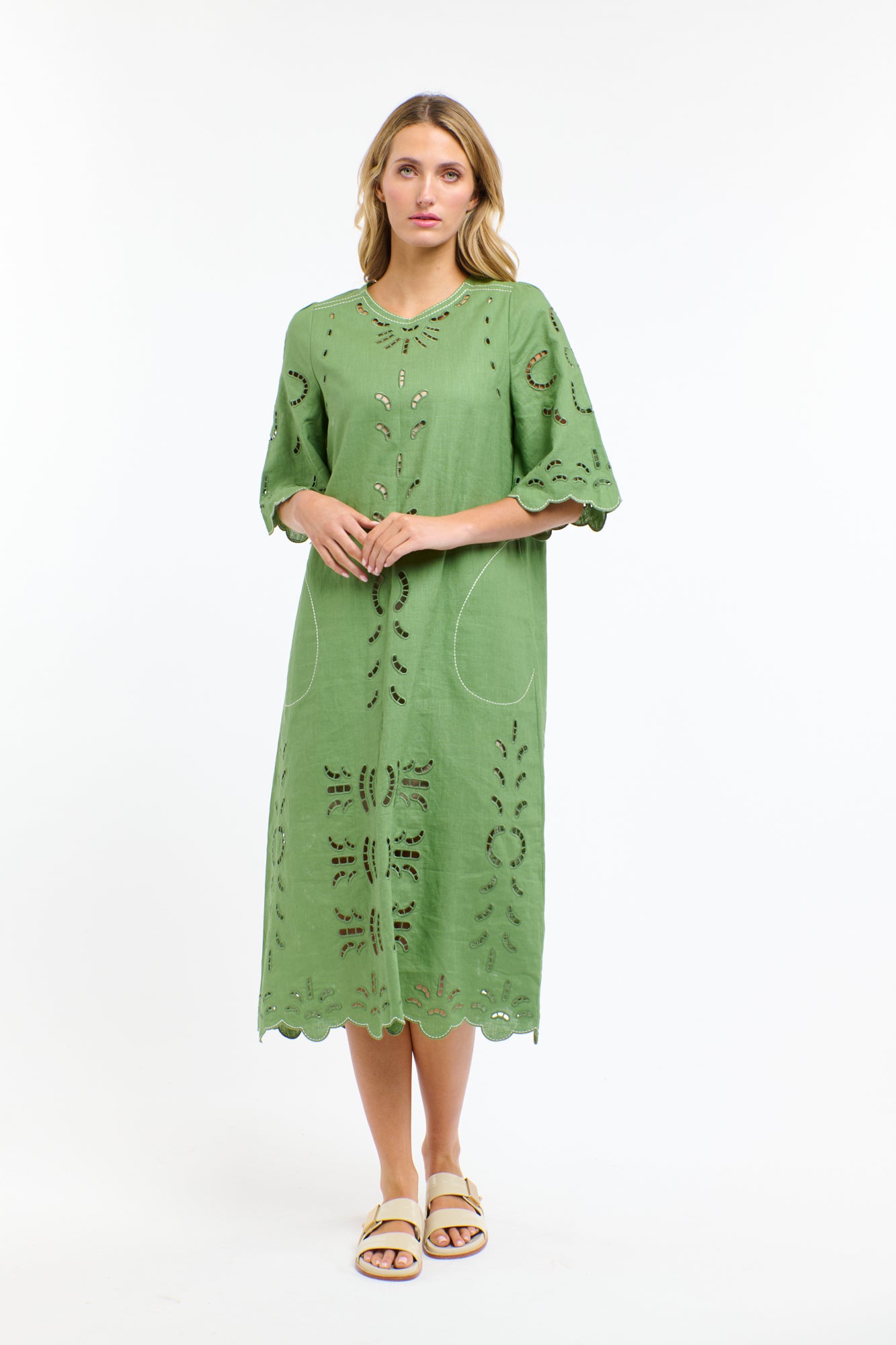365 Days Annie Embroidered Dress - Kelly Green