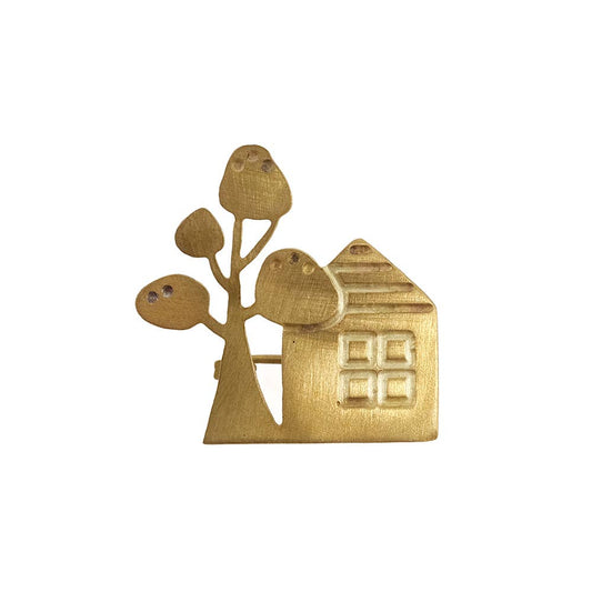 Brass Brooch - Tree House