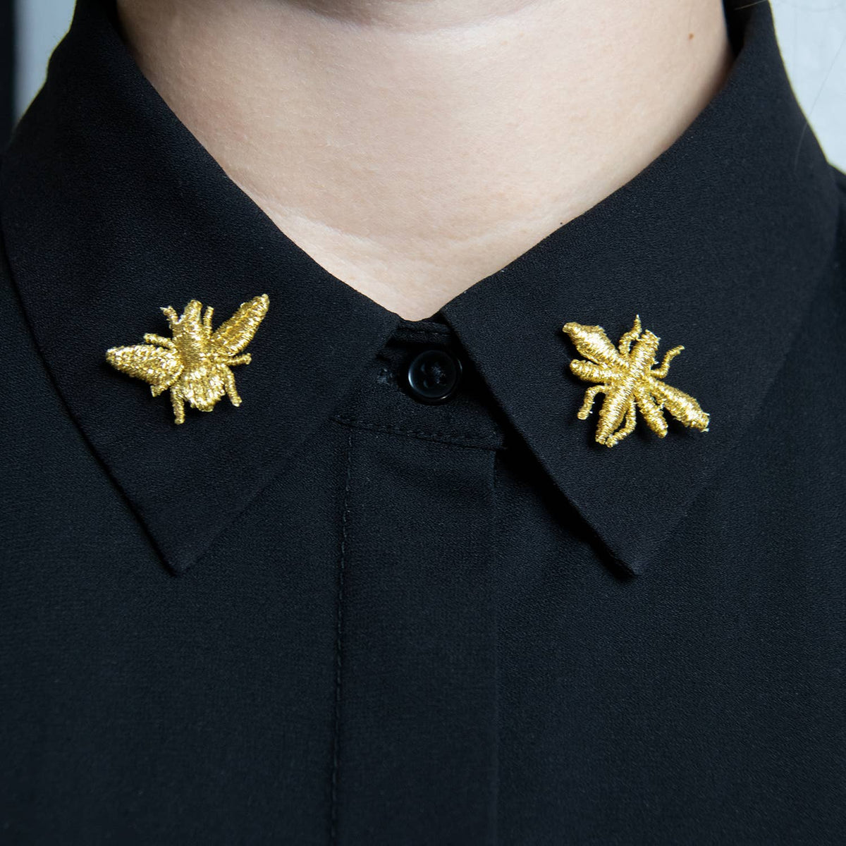Golden Embroidered Brooches - 3 Little Bugs