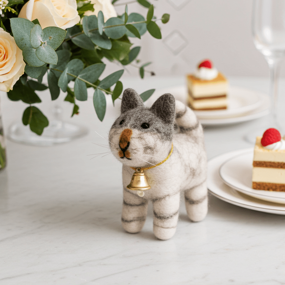 Handmade Felt Tabby Cat Ornament