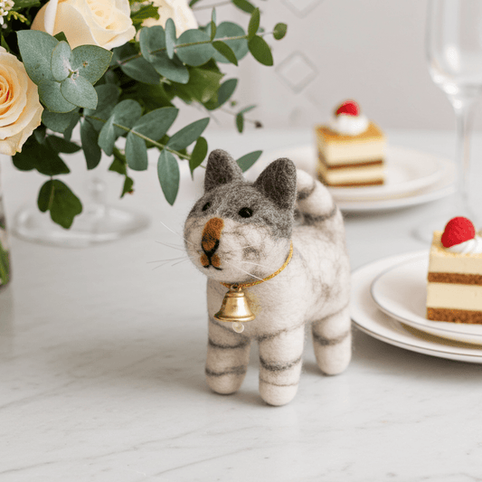 Handmade Felt Tabby Cat Ornament