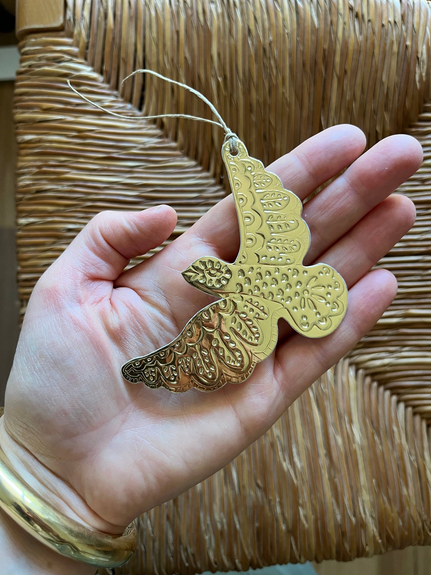 Dove Faux Tin Ornament - Gold