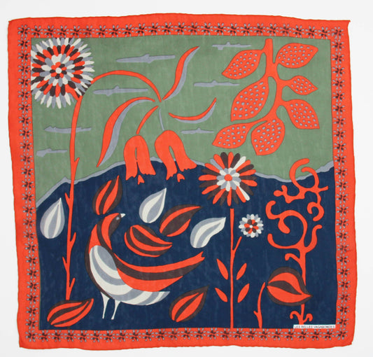 Square Silk Scarf - Orange Birdy