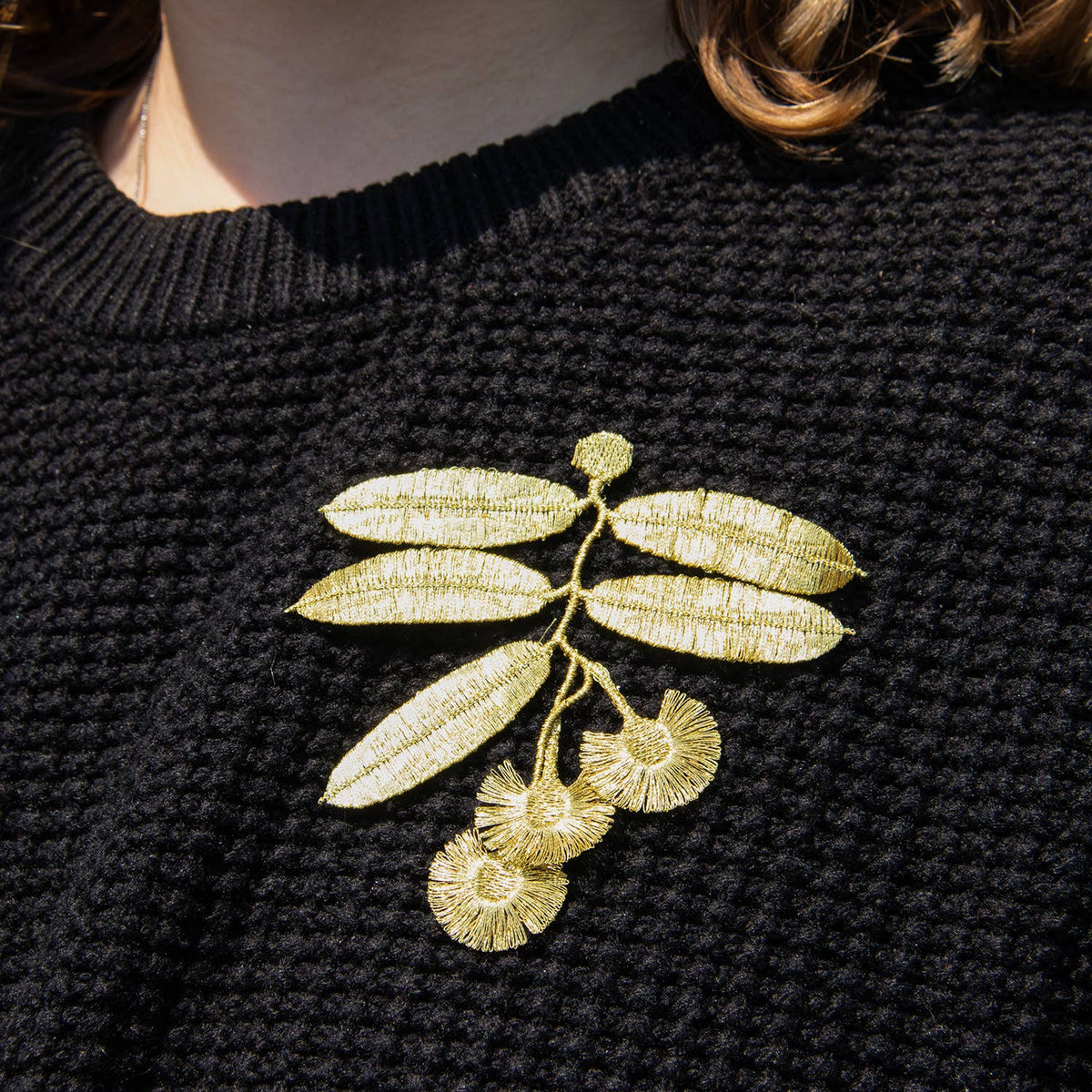 Eucalyptus Flowers Embroidered Brooch