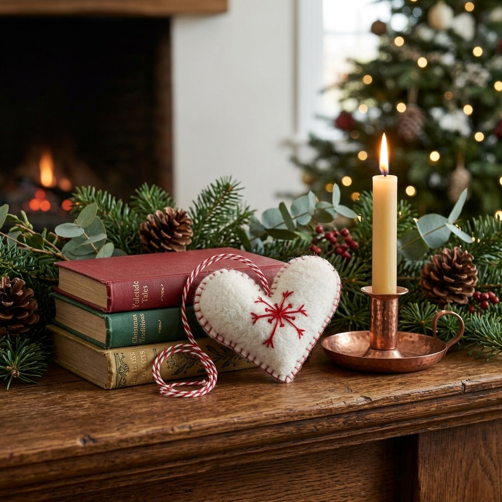 White Heart Felt Christmas Ornament