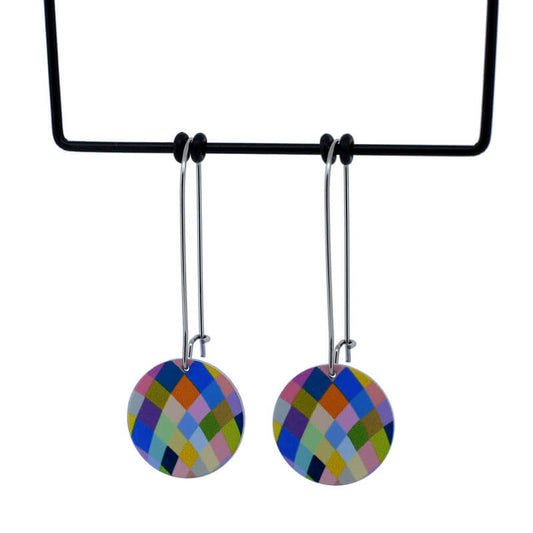 Kitty Came Home - Harlequin Lines Circle Drop Hook Earrings