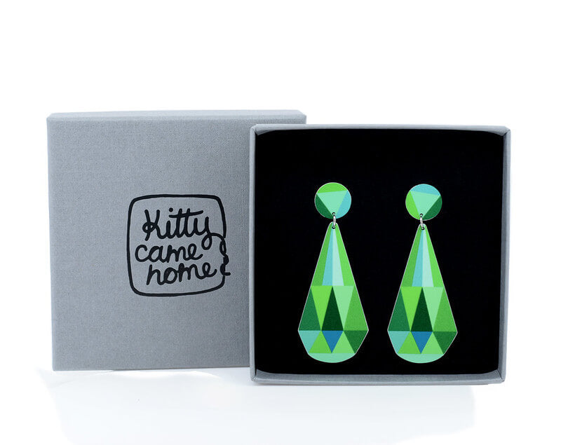 Kitty Came Home - Green Faceted Gems