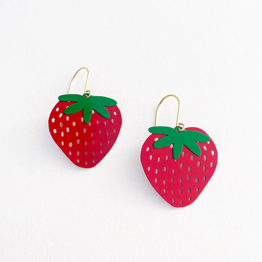 Denz Pink Strawberry Earrings - Red