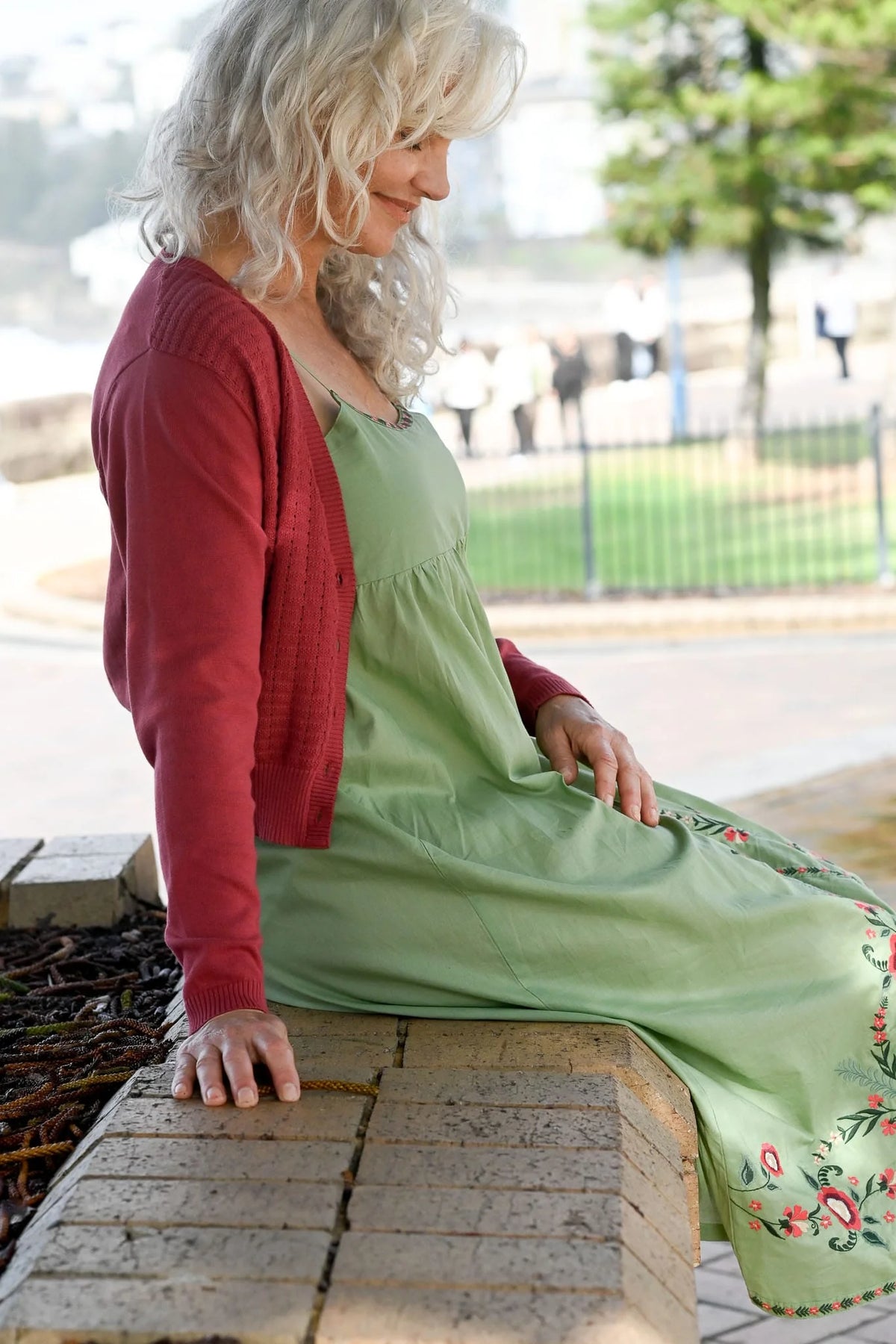 Lazybones Marin Cardigan - Earth Red