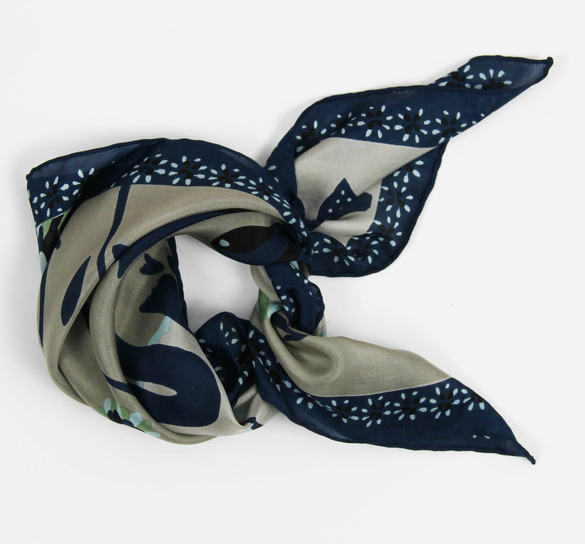 Square Silk Scarf - Blue Birdy