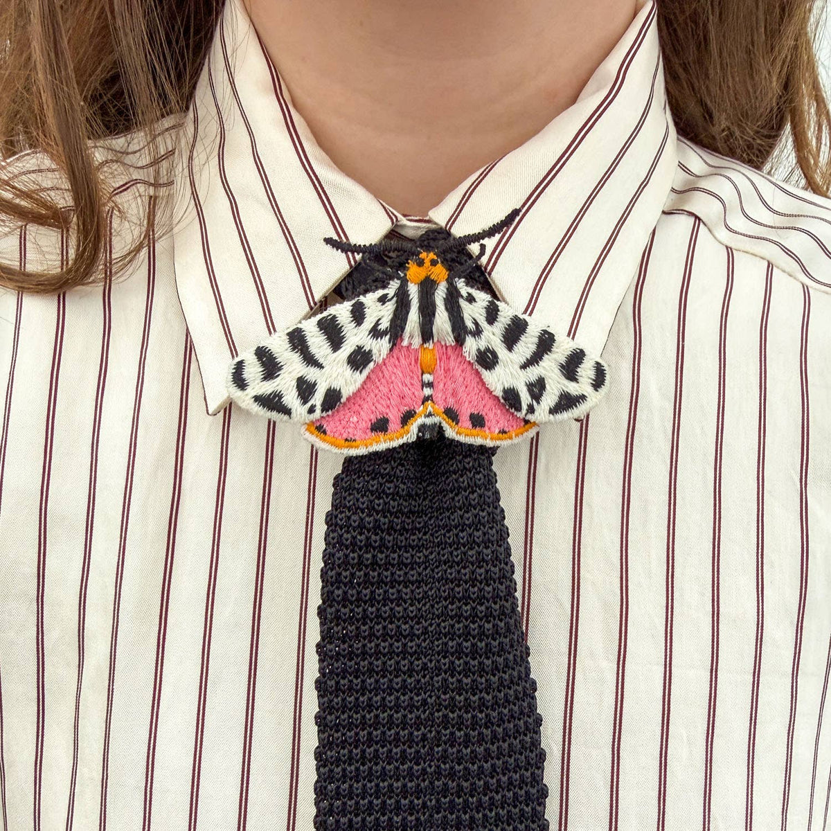Tiger Moth Embroidered Brooch – Nature Pin
