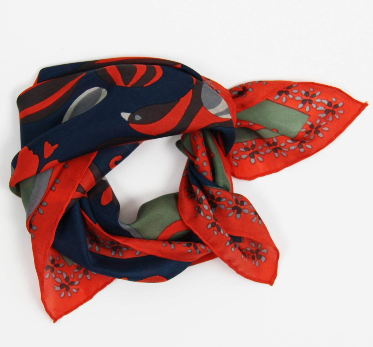 Square Silk Scarf - Orange Birdy