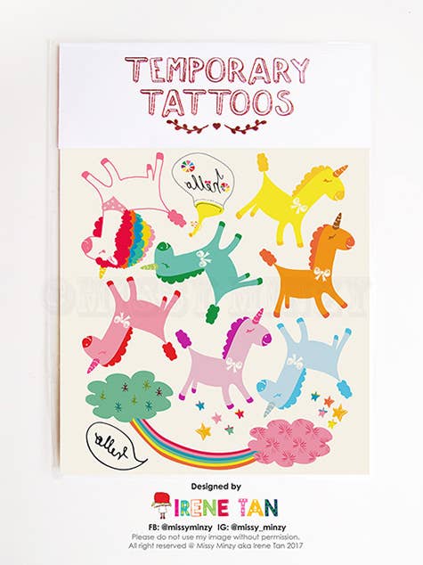 Rainbow Unicorns Temporary Tattoos