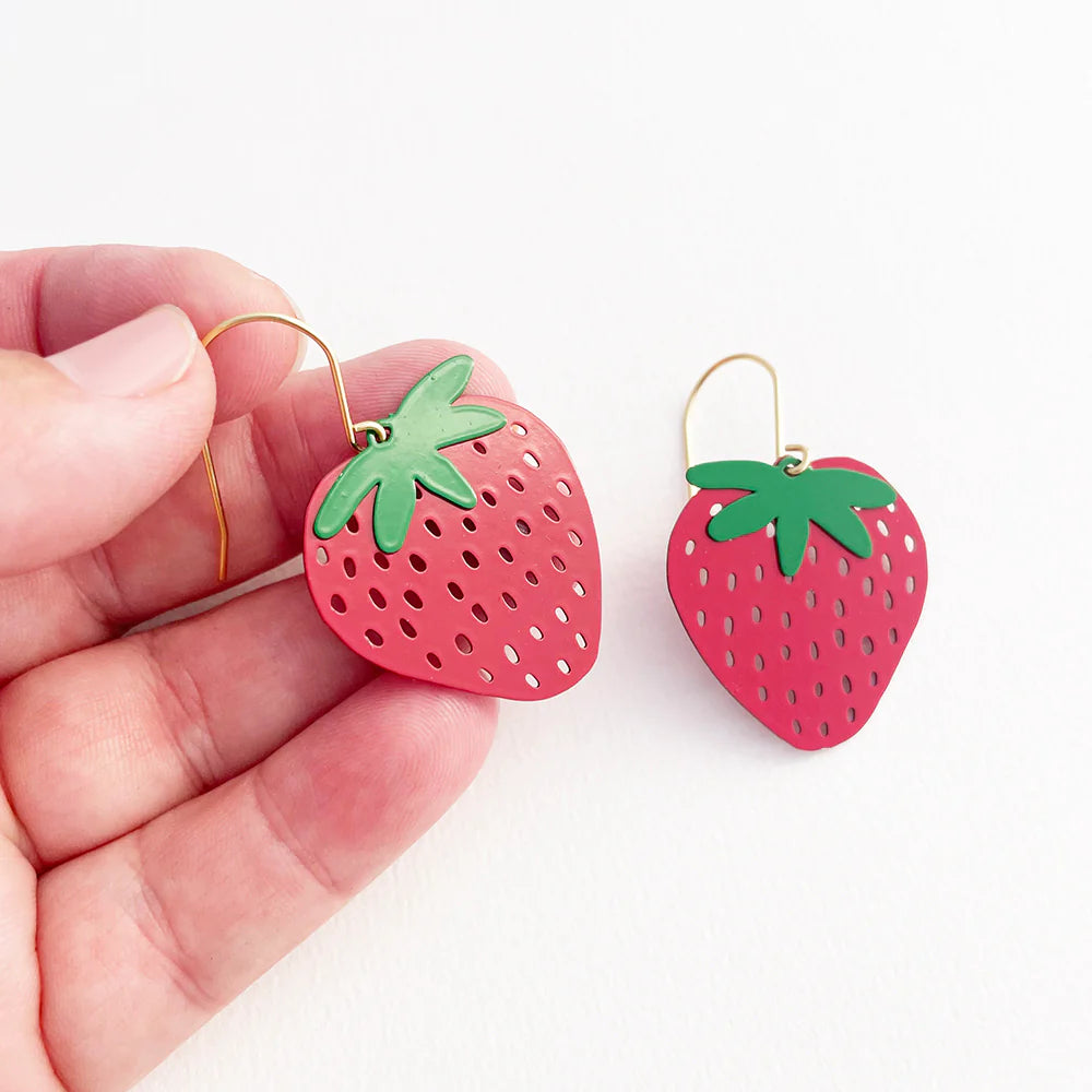 Denz Pink Strawberry Earrings - Red