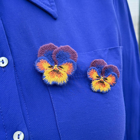 Pansies Embroidered Brooches – Set Of 2