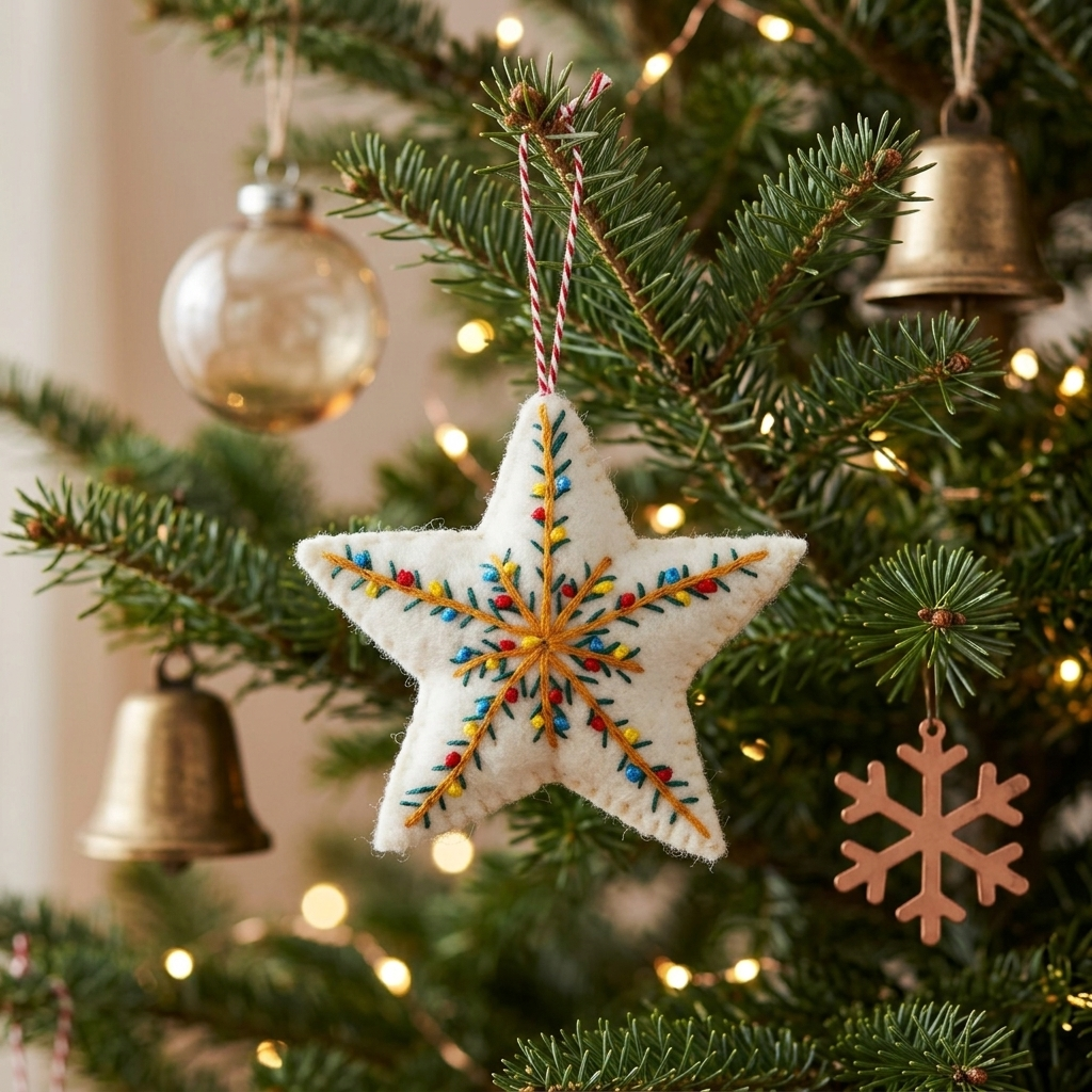 Embroidered Felt Star Christmas Ornament