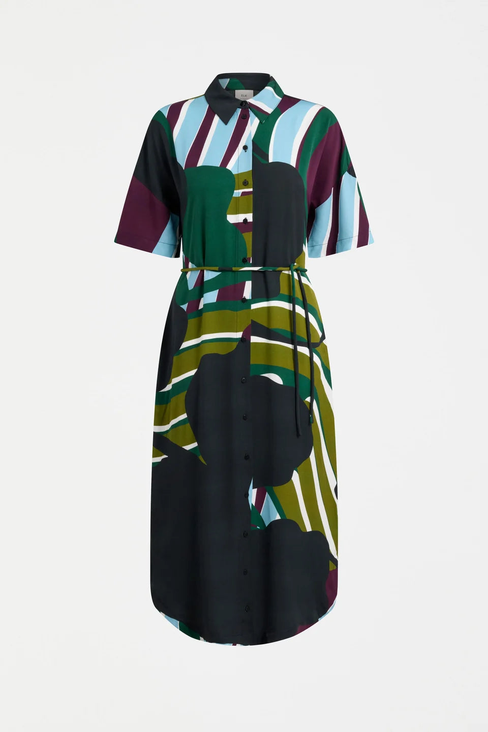 Elk Kobaii Shirt Dress - Stribe Print