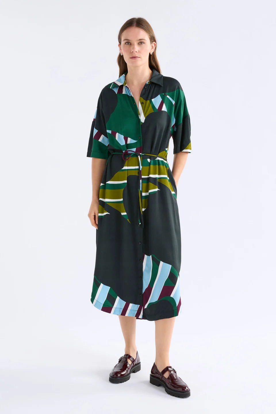 Elk Kobaii Shirt Dress - Stribe Print