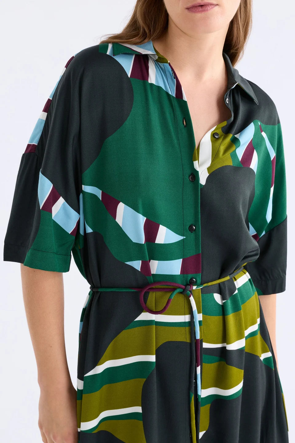 Elk Kobaii Shirt Dress - Stribe Print