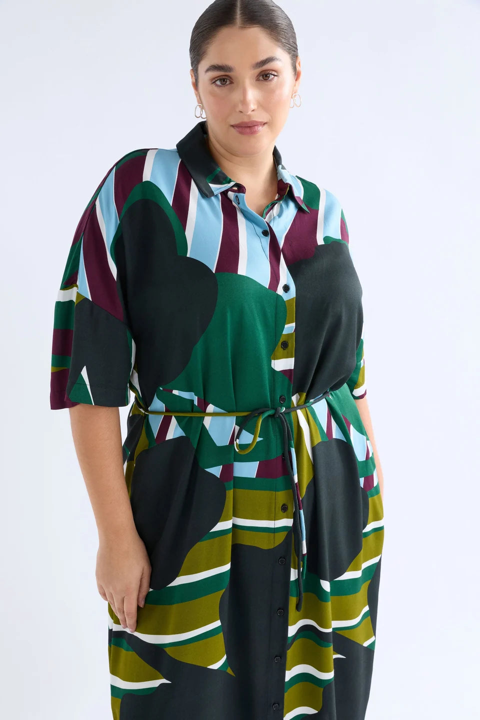 Elk Kobaii Shirt Dress - Stribe Print