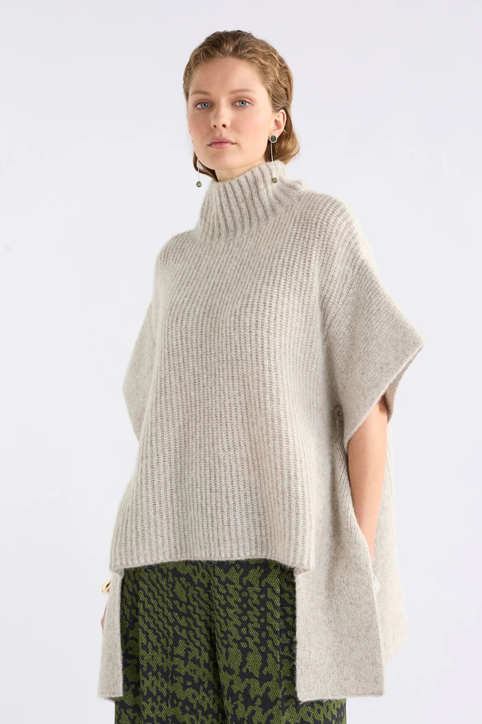 Elk Aleph Poncho - Oatmeal Melange